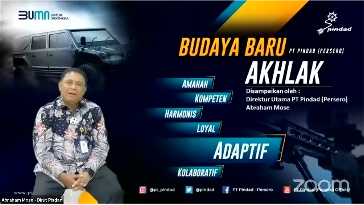 CEO Pindad Explain Core Value AKHLAK: Adaptive on Leaders Talk