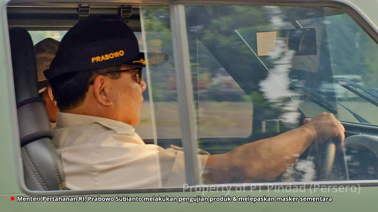 Defense Minister Try to Drive the Latest Pindad Tactical Vehicle in Sentul
